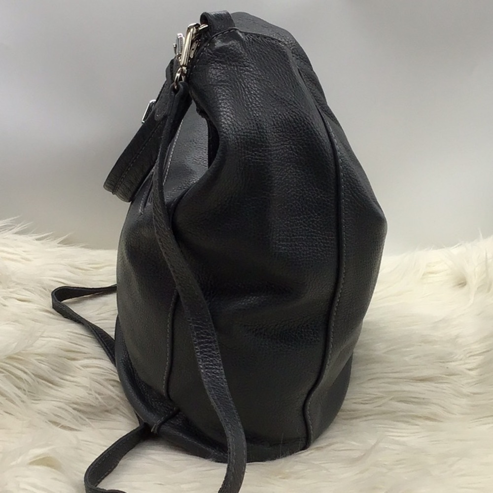 Lavorazione Artigianale Charcoal Gray Pebble Leather Crossbody Hobo Bag - Picture 5 of 14